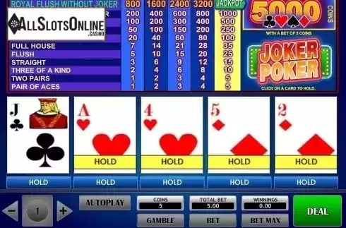 Game Screen. Joker Poker (iSoftBet) from iSoftBet
