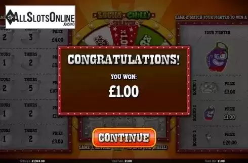 Win screen 3. Lucha Chilli Scratch from Endemol Games