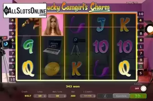 Win Screen . Lucky Camgirls Charm from Five Men Games