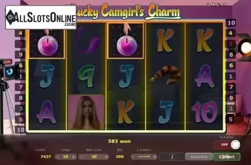 Win Screen 3. Lucky Camgirls Charm from Five Men Games
