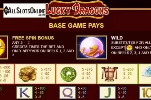Paytable 1. Lucky Dragons (JDB168) from JDB168