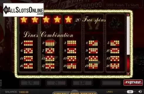 Paytable 3. Lady Luck (SkillOnNet) from SkillOnNet