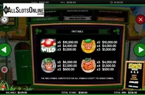 Paytable 1. Luckys Jackpot Tavern from CORE Gaming