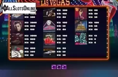 Paytable. Las Vegas (PlayPearls) from PlayPearls