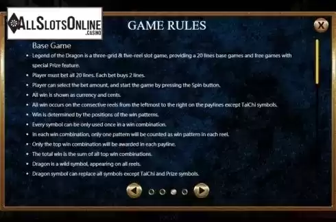 Rules 1. Legend of the Dragon from XIN Gaming