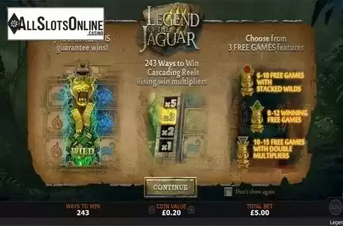 Intro screen. Legend of the Jaguar from SUNFOX Games