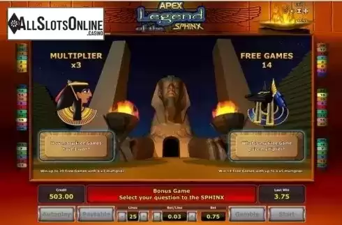 Scatter Wins. Legend of the Sphinx from Apex Gaming