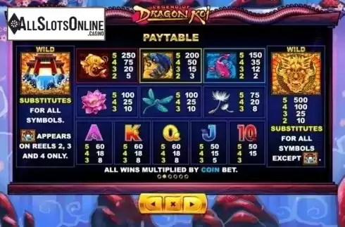 Paytable 2. Legend of Dragon Koi from Skywind Group
