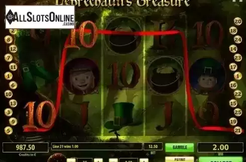 Win screen. Leprechaun's Treasure from Tom Horn Gaming