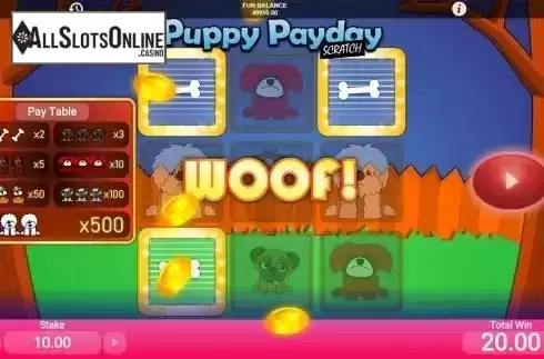 Game workflow 2. Puppy Payday Scratch from 1X2gaming