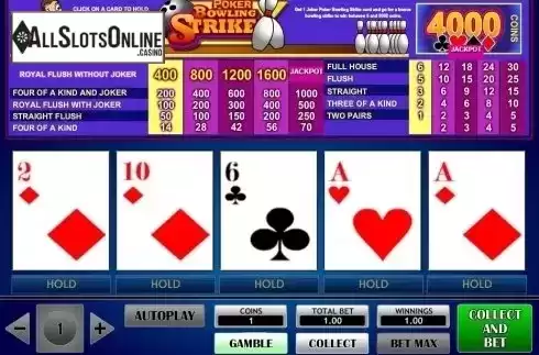 Game Screen. Poker Bowling Strike from iSoftBet