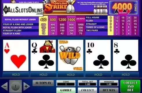 Game Screen. Poker Bowling Strike from iSoftBet