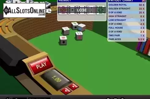 Game Screen. Poker Dice (1X2gaming) from 1X2gaming