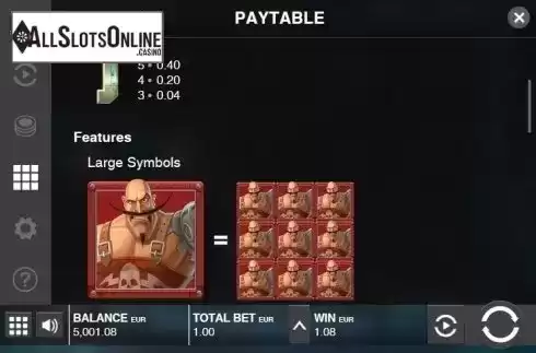 Paytable 2. Power Force Villains from Push Gaming