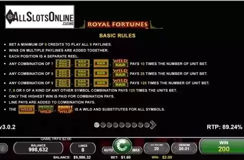 Basic Rules screen