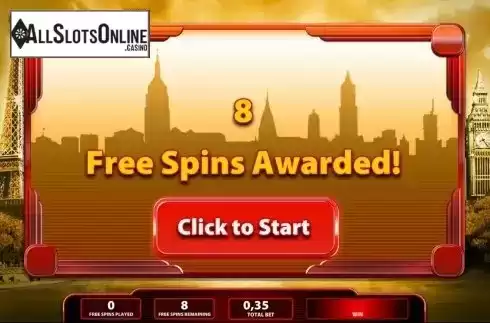 Free Spins screen. Super MONOPOLY Money from WMS
