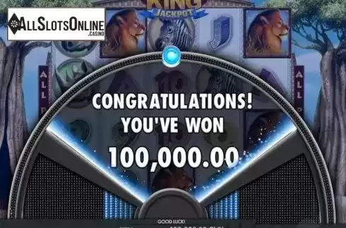 Jackpot win screen 2. Savanna King - Jackpot from Genesis