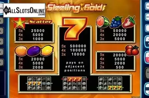 Paytable . Sizzling Gold Deluxe from Novomatic