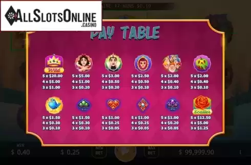 Paytable. Snow White (Ka Gaming) from KA Gaming