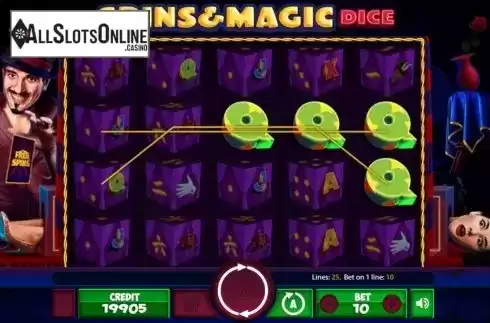 Win screen 3. Spins and Magic Dice from Mancala Gaming
