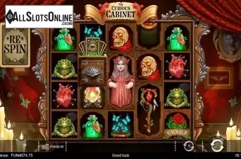 Respin screen. The Curious Cabinet from IronDog