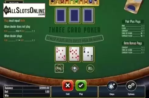 Game Screen. Three Card Poker (IGT) from IGT