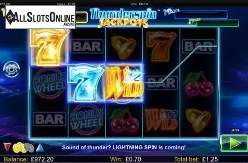 Wild Win screen. Thunderspin Jackpots from NextGen
