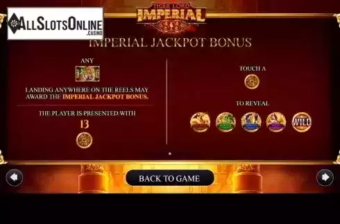 Imperial Jackpot Bonus screen