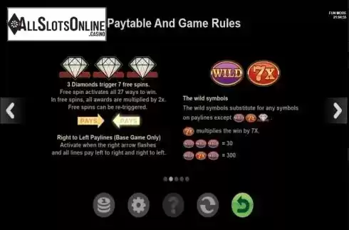 Paytable / Game Rules screen 2