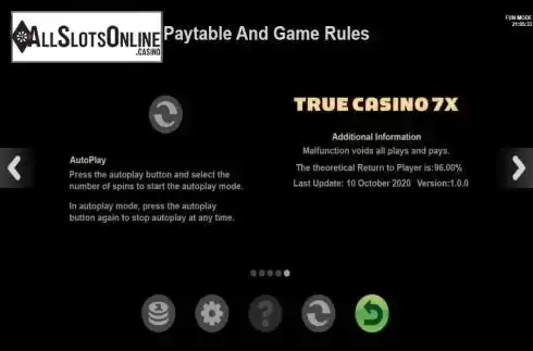 Paytable / Game Rules screen 4