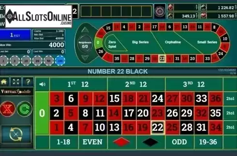 Game Screen 4. Virtual Roulette (EGT) from EGT