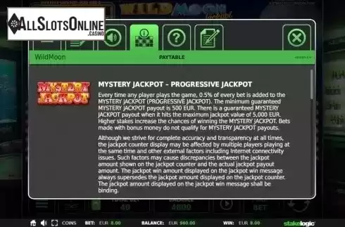 Mystery Jackpot. Wild Moon Jackpot 5k from StakeLogic