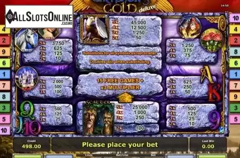 Paytable 1. Gryphon's Gold deluxe from Greentube
