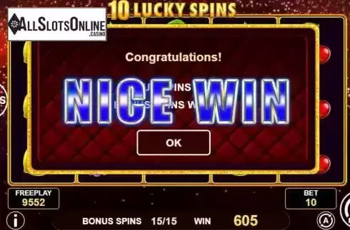 Win Free Spins Screen