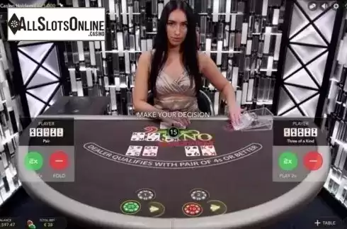 Game Screen. 2 Hand Casino Hold’em from Evolution Gaming