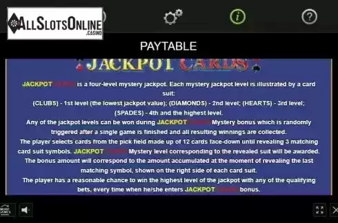 Jackpot screen