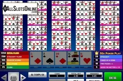Game Screen. 50x Poker Play Poker from iSoftBet