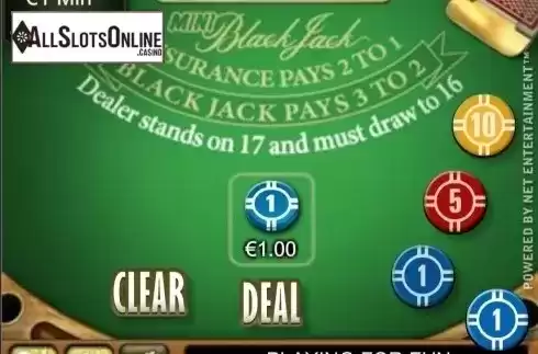 Game Screen. Mini Blackjack (NetEnt) from NetEnt