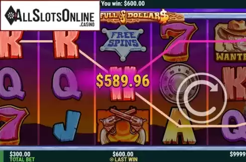 Win Screen. A Spinfull of Dollars from Slot Factory