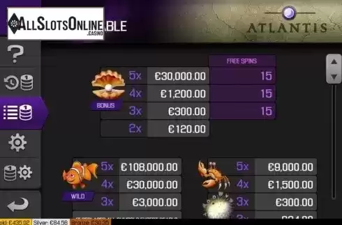 Paytable screen 1. Atlantis (Apollo Games) from Apollo Games