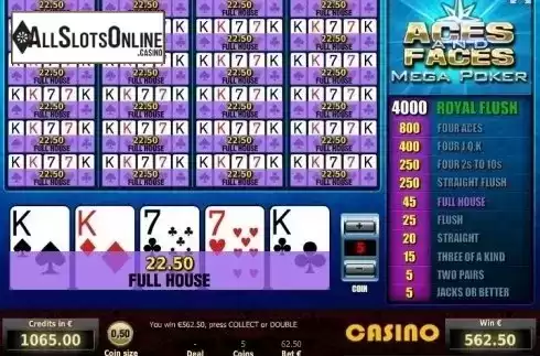 Win Screen 2. Aces & Faces Mega Poker from Tom Horn Gaming