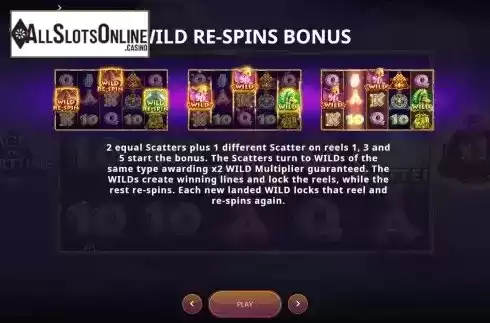 Wild Re-spins bonus screen