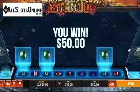 Win screen. Asteroids Instant Win from Pariplay