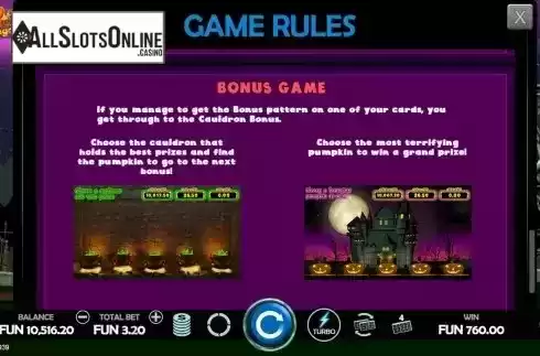 Bonus game screen 2