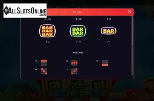 Paytable. Bingo Slot (XIN Gaming) from XIN Gaming