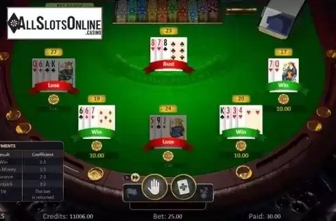 Win Screen 2. Blackjack Low (Playson) from Playson