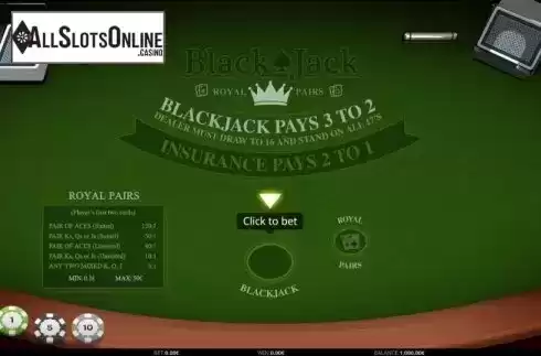 Game Screen 1. Blackjack Royal Pairs from iSoftBet
