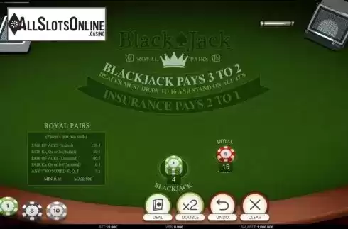 Game Screen 2. Blackjack Royal Pairs from iSoftBet