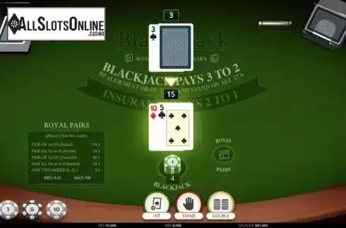 Game Screen 3. Blackjack Royal Pairs from iSoftBet