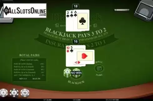 Game Screen 4. Blackjack Royal Pairs from iSoftBet